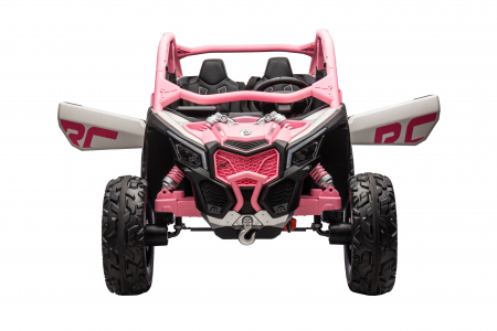 Masinuta UTV electric Premier 4x4 Can-Am Maverick Power RC, 2 locuri, 2 baterii 24V, roti cauciuc EVA, scaun piele ecologica, roz deschis [5]