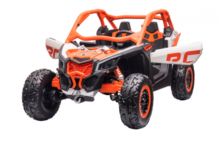 Masinuta UTV electric Premier 4x4 Can-Am Maverick Power RC, 2 locuri, 2 baterii 24V, roti cauciuc EVA, scaun piele ecologica, portocaliu [9]