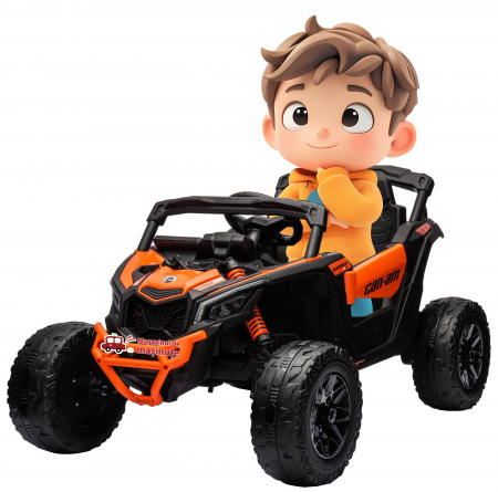 ATV-uri electrice - Masinuta UTV electric Premier 4x4 Can-Am Maverick Turbo, 1 loc, 24V, roti cauciuc EVA, scaun piele ecologica, portocaliu