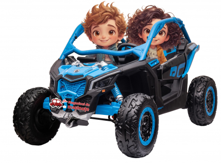 ATV-uri electrice - Masinuta UTV electric Premier Can-Am Maverick Speed RC, 2 locuri, 24V, roti cauciuc EVA, scaun piele ecologica, 2 motoare 240W, albastru