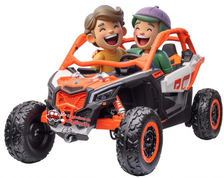 ATV-uri electrice - Masinuta UTV electric Premier Can-Am Maverick Speed RC, 2 locuri, 24V, roti cauciuc EVA, scaun piele ecologica, 2 motoare 240W, portocaliu