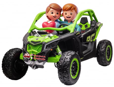 ATV-uri electrice - Masinuta UTV electric Premier Can-Am Maverick Speed RC, 2 locuri, 24V, roti cauciuc EVA, scaun piele ecologica, 2 motoare 240W, verde