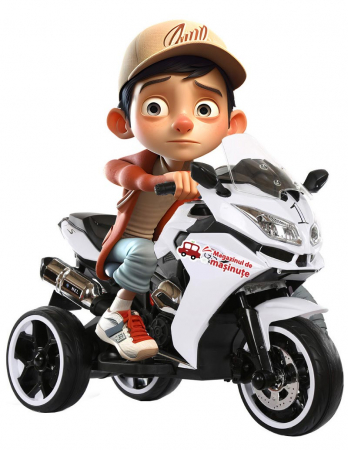 Motociclete electrice - Motocicleta electrica cu 3 roti Premier Sport, 6V, 2 motoare, MP3, alb