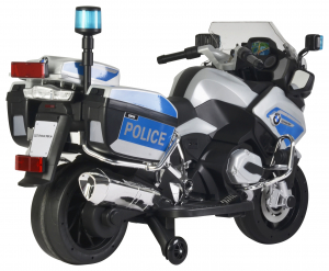 Motocicleta electrica de politie Premier BMW R1200 RT-P, 12V, girofar si sunete, roti ajutatoare, argintie [6]