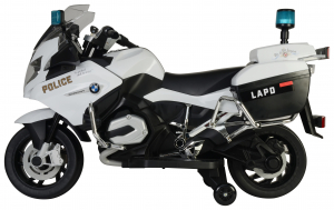 Motocicleta electrica de politie Premier BMW R1200 RT-P, 12V, girofar si sunete, roti ajutatoare, alba [3]