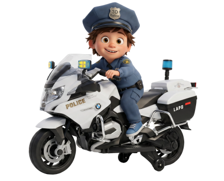 Motociclete electrice - Motocicleta electrica de politie Premier BMW R1200 RT-P, 12V, girofar si sunete, roti ajutatoare, alba