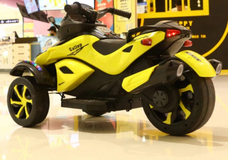 Trike electric Premier Eagle, 2 x 6V, lumini exterioare, 2 motoare, MP3, galben [2]