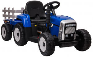 Tractor electric cu remorca Premier Farm, 12V, roti cauciuc EVA, albastru [15]