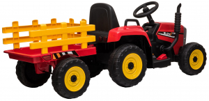 Tractor electric cu remorca Premier Farm, 12V, roti cauciuc EVA, rosu [5]