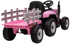 Tractor electric cu remorca Premier Farm, 12V, roti cauciuc EVA, roz [13]