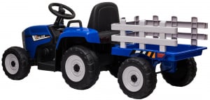 Tractor electric cu remorca Premier Farm, 12V, roti cauciuc EVA, albastru [7]