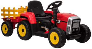 Tractor electric cu remorca Premier Farm, 12V, roti cauciuc EVA, rosu [12]