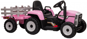 Tractor electric cu remorca Premier Farm, 12V, roti cauciuc EVA, roz [15]