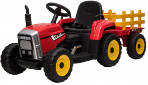 Tractor electric cu remorca Premier Farm, 12V, roti cauciuc EVA, rosu [23]