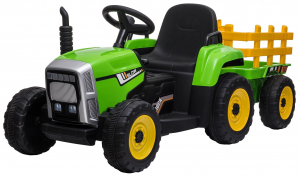 Tractor electric cu remorca Premier Farm, 12V, roti cauciuc EVA, verde [0]