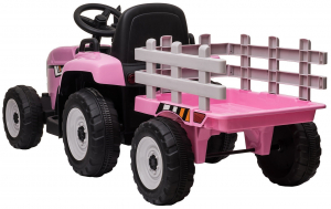 Tractor electric cu remorca Premier Farm, 12V, roti cauciuc EVA, roz [9]