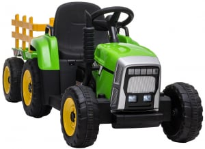 Tractor electric cu remorca Premier Farm, 12V, roti cauciuc EVA, verde [14]