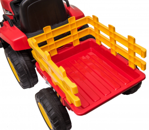 Tractor electric cu remorca Premier Farm, 12V, roti cauciuc EVA, rosu [31]