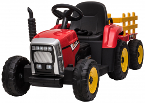 Tractor electric cu remorca Premier Farm, 12V, roti cauciuc EVA, rosu [32]