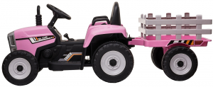 Tractor electric cu remorca Premier Farm, 12V, roti cauciuc EVA, roz [6]