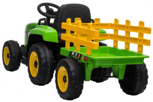 Tractor electric cu remorca Premier Farm, 12V, roti cauciuc EVA, verde [8]