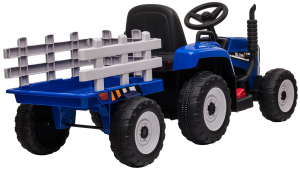 Tractor electric cu remorca Premier Farm, 12V, roti cauciuc EVA, albastru [7]