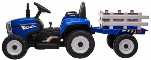 Tractor electric cu remorca Premier Farm, 12V, roti cauciuc EVA, albastru [4]