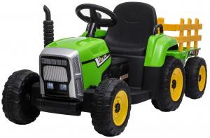 Tractor electric cu remorca Premier Farm, 12V, roti cauciuc EVA, verde [3]