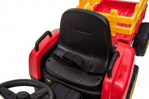 Tractor electric cu remorca Premier Farm, 12V, roti cauciuc EVA, rosu [46]