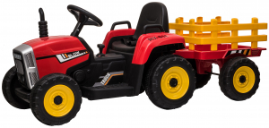 Tractor electric cu remorca Premier Farm, 12V, roti cauciuc EVA, rosu [48]