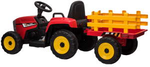 Tractor electric cu remorca Premier Farm, 12V, roti cauciuc EVA, rosu [49]