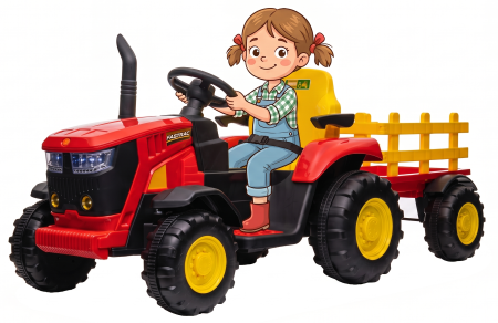 Tractoare electrice - Tractor electric Premier Hercules, 12V, roti cauciuc EVA, rosu
