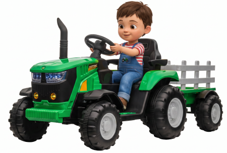 Tractoare electrice - Tractor electric Premier Hercules, 12V, roti cauciuc EVA, verde