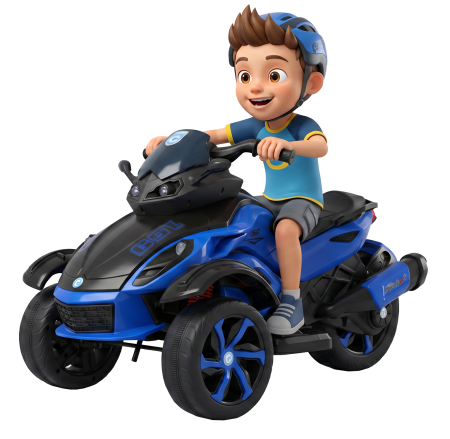Motociclete electrice - Trike electric Premier Eagle, 2 x 6V, lumini exterioare, 2 motoare, MP3, albastru