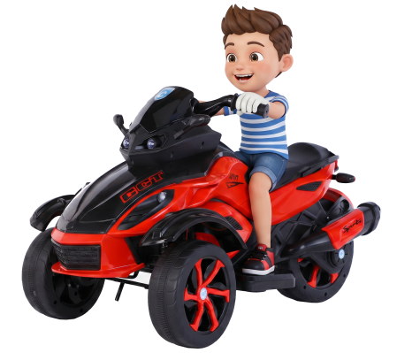 Motociclete electrice - Trike electric Premier Eagle,2 x 6V, lumini exterioare, 2 motoare, MP3, rosu