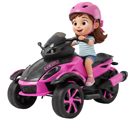 Motociclete electrice - Trike electric Premier Eagle, 2 x 6V, lumini exterioare, 2 motoare, MP3, roz