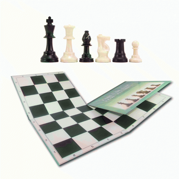 Combo set new edition : Tabla sah din carton pliabila in 4+Piese de sah din plastic no. 4- light [4]