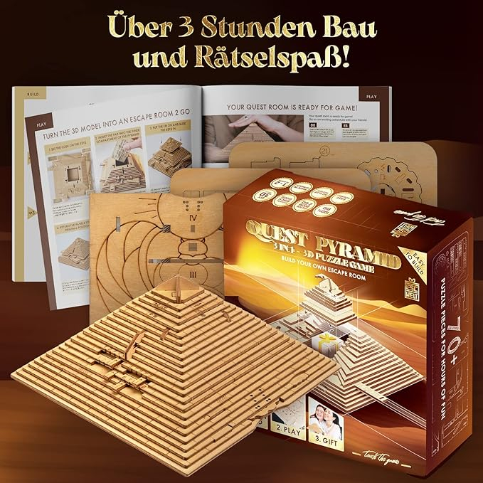 ESC WELT Quest Pyramid 3D Puzzle Game - 3-in-1 Puzzle cu compartiment SECRET - Puzzle din lemn - [2]