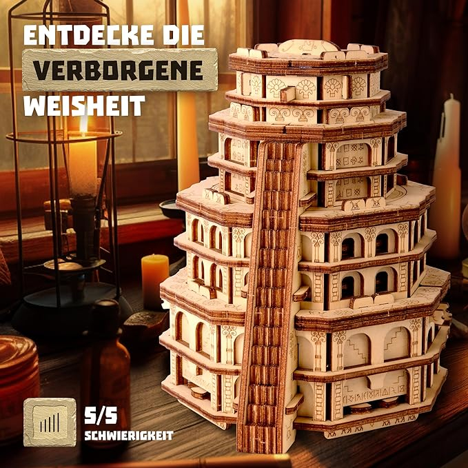 ESC WELT Quest Tower - 3D Puzzle cu compartiment SECRET - Joc de gândire pentru adulți și adolescenți - Lemn ecologic - [3]