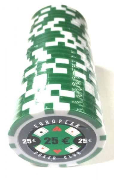 Set 25 jetoane poker ABS 11, 5 gr model EPC - inscripționat 25€ [1]