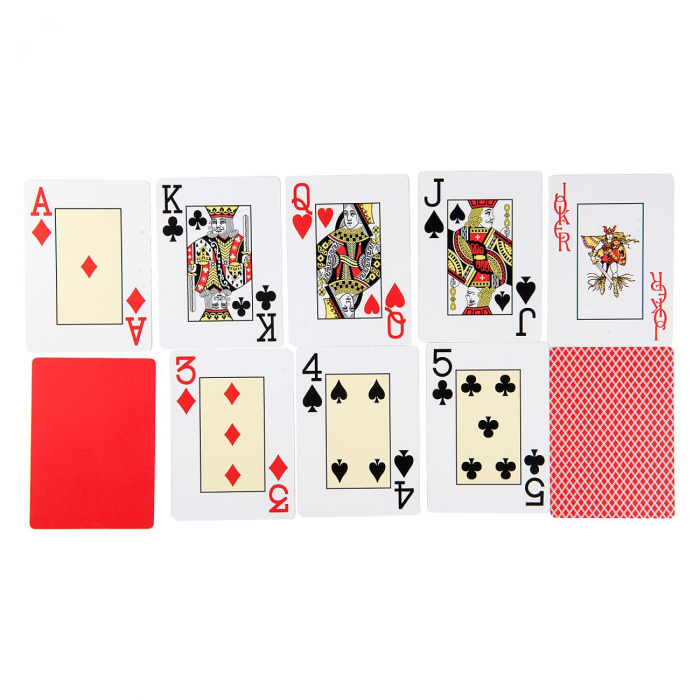 Carti de joc 100 % plastic Texas Holdem,  Jumbo Index Poker Size - Rosu [3]