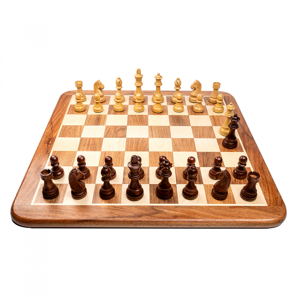Combo set cu piese sah Staunton 6 Clasic si tabla din lemn solid acacia [4]