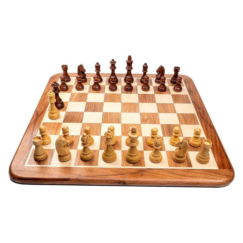 Combo set cu piese sah Staunton 6 Clasic si tabla din lemn solid acacia [3]