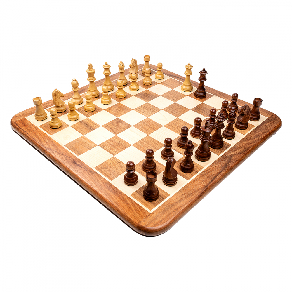 Combo set cu piese sah Staunton 6 Clasic si tabla din lemn solid acacia [5]