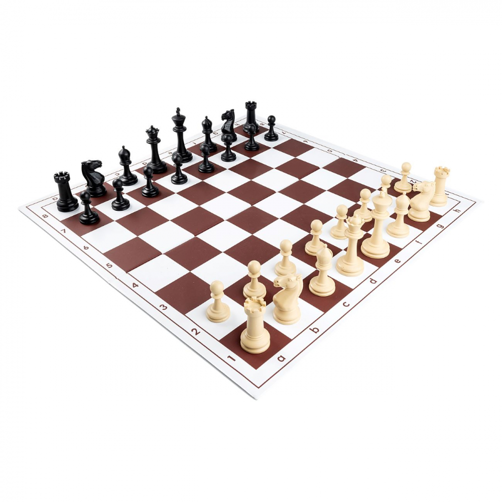 Combo set Master light: Tabla sah PVC alb/Maro +Piese de sah din plastic no. 6 Master light crem [2]