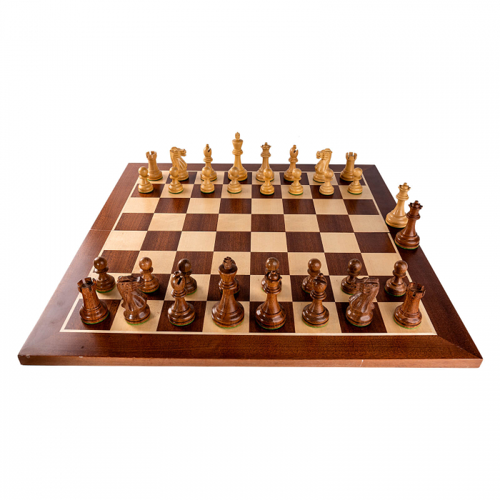 Combo set piese sah Staunton 6 New Executive cu tabla pliabila de mahon fara numerotatie [3]