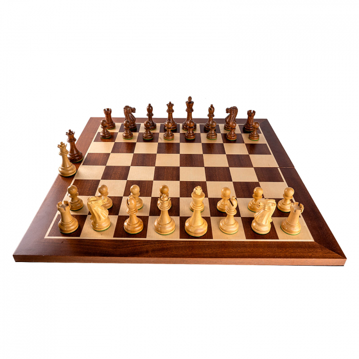 Combo set piese sah Staunton 6 New Executive cu tabla pliabila de mahon fara numerotatie [2]