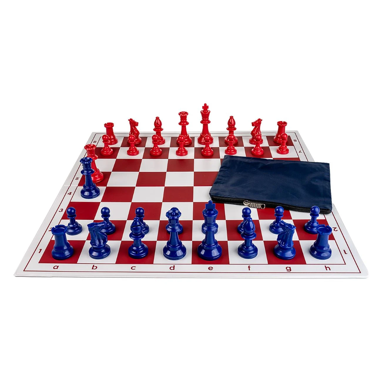 Combo set Red: Tabla PVC alb/rosu, 57mm + Piese Staunton 6 light rosu /albastru [3]
