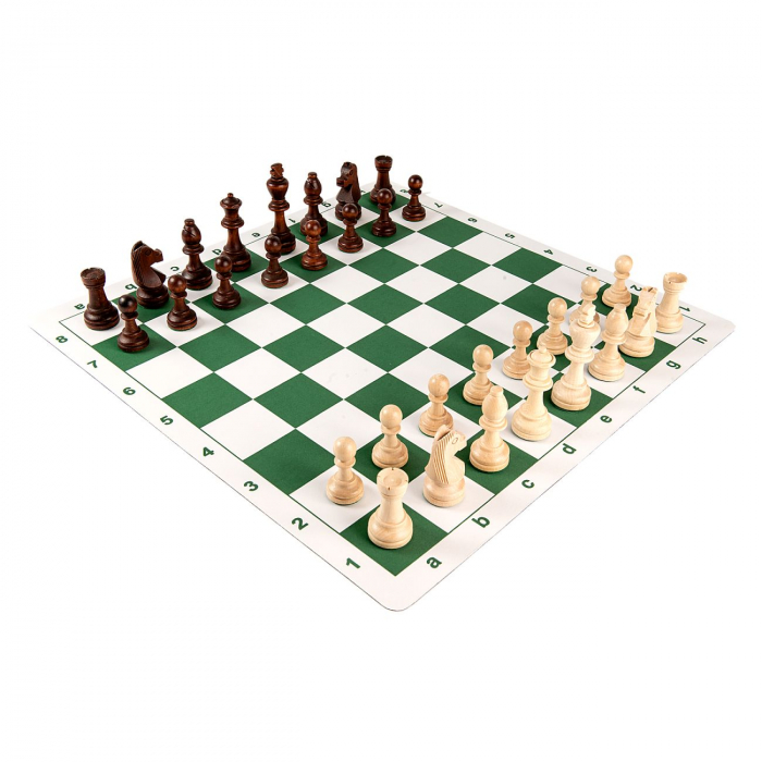 Combo set: Tabla sah din mousepad verde+Piese de sah din lemn [2]