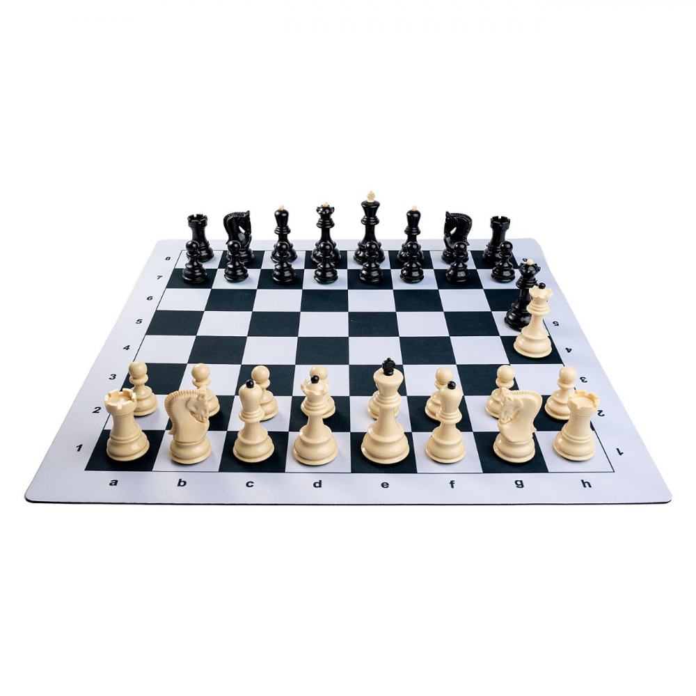 Combo set Zagreb: Set Piese Șah Zagreb cu Tabla  Mousepad alb/negru [2]